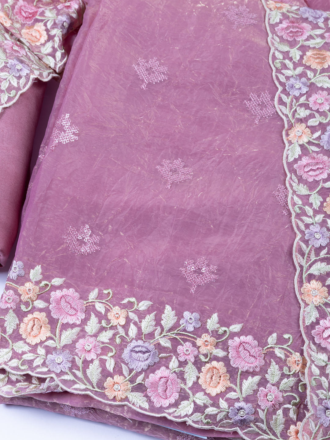 Embroidered Tissue Unstitched Suit With Dupatta