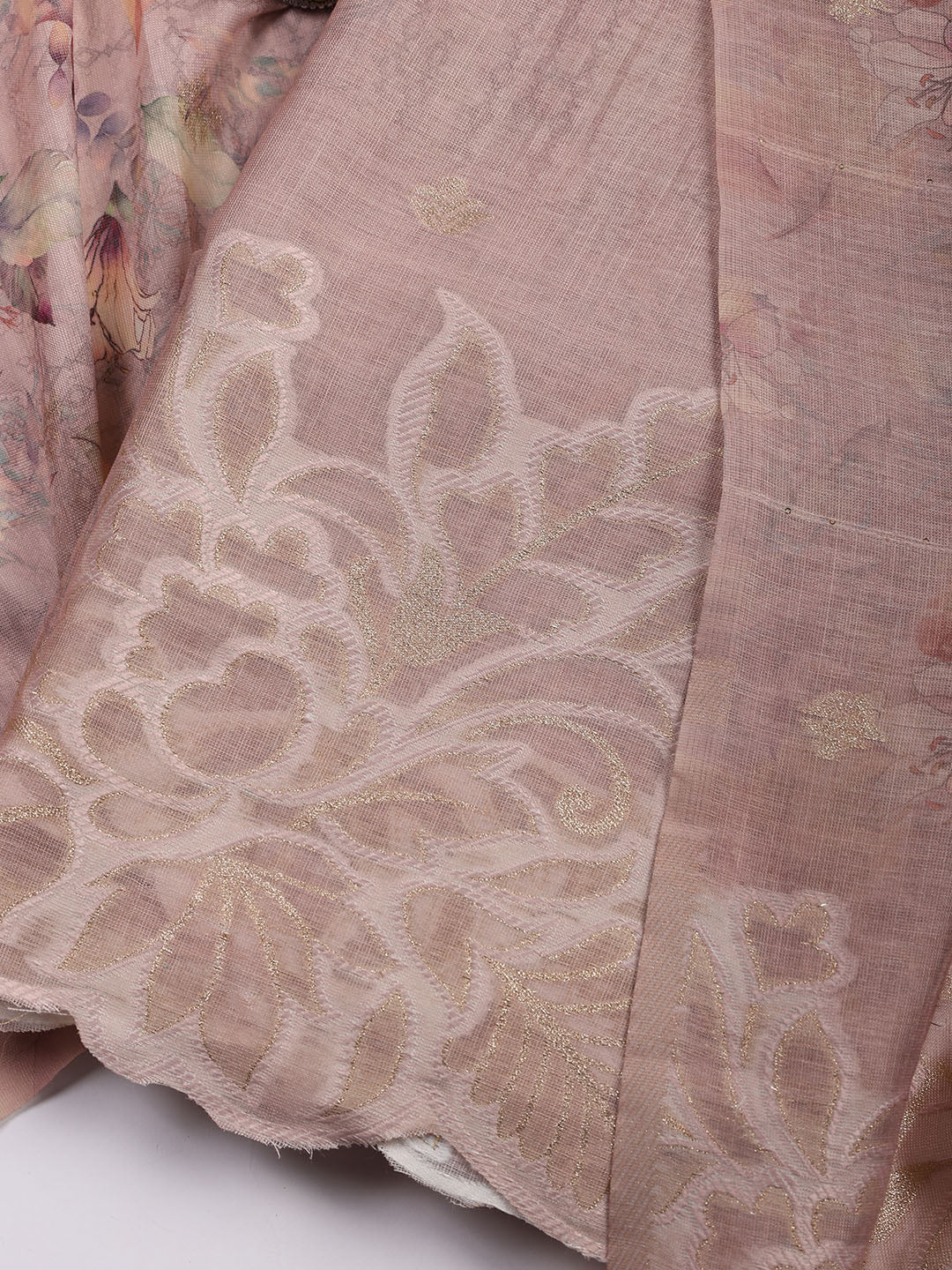 Embroidery Linen Unstitched Suit With Dupatta