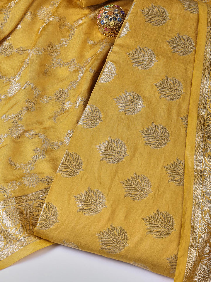 Woven Chanderi Unstitched Suit With Dupatta