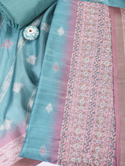 Embroidered Chanderi Unstitched Suit Piece With Dupatta