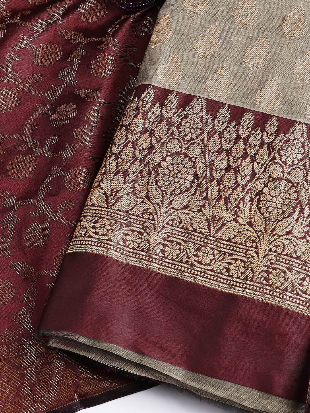 Woven Chanderi Unstitched Suit With Dupatta