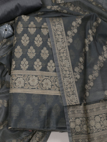 Ethnic Motifs Woven Chanderi Unstitched Suit With Dupatta