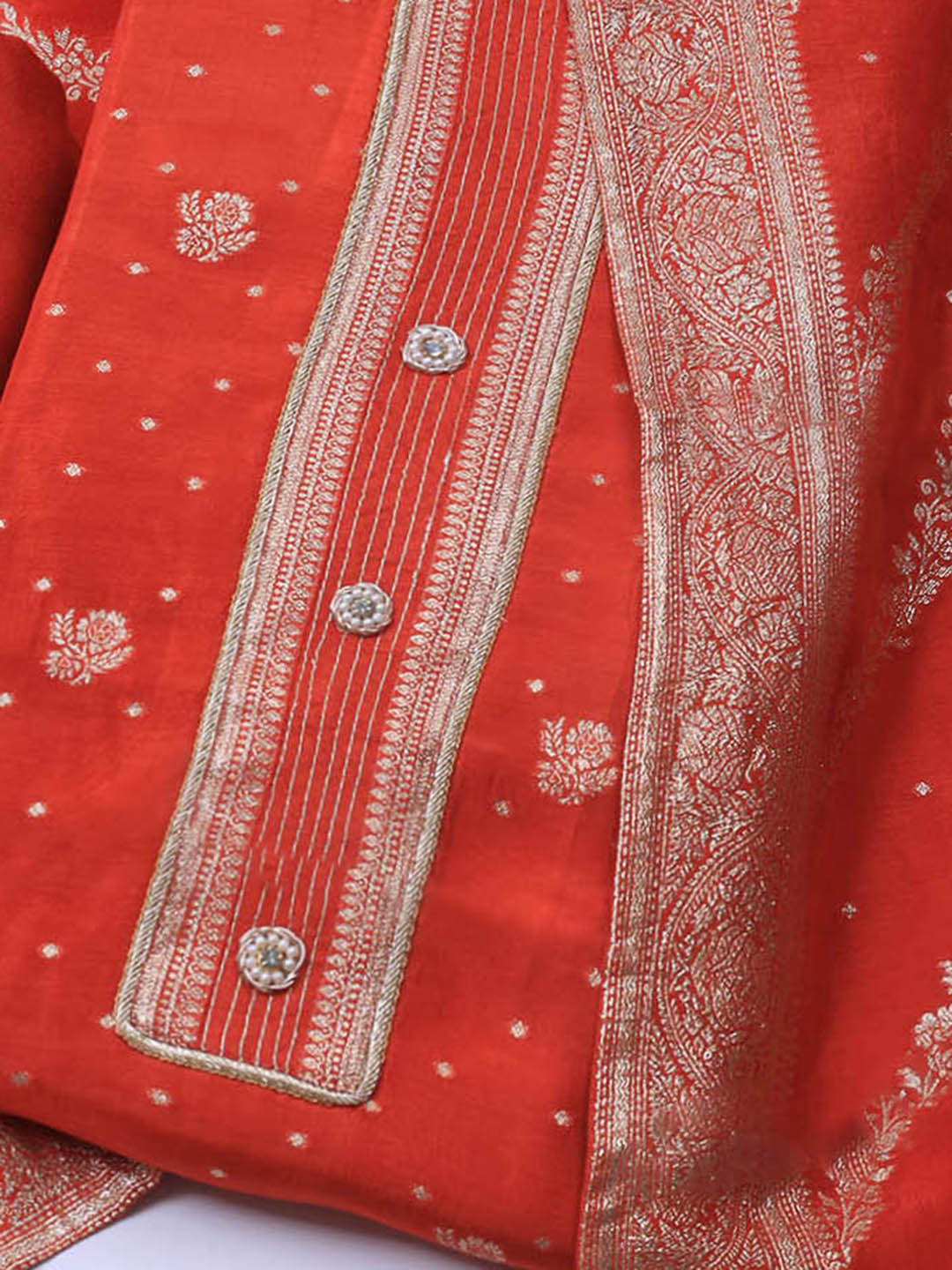 Embroidery Chanderi Unstitched Suit With Dupatta