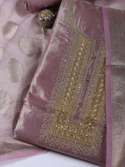 Neck Embroidery Tissue Unstitched Suit With Dupatta