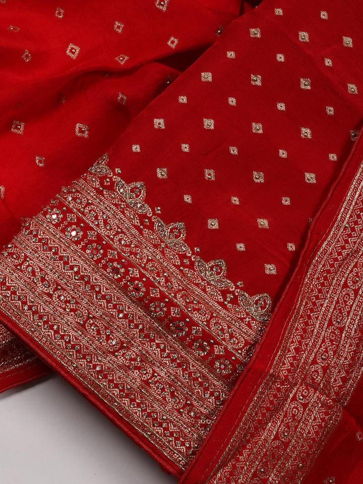 Woven Art Silk Unstitched Suit Piece With Dupatta