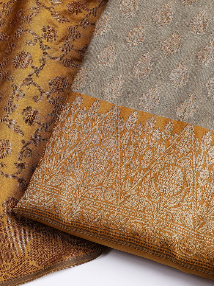 Woven Chanderi Unstitched Suit With Dupatta