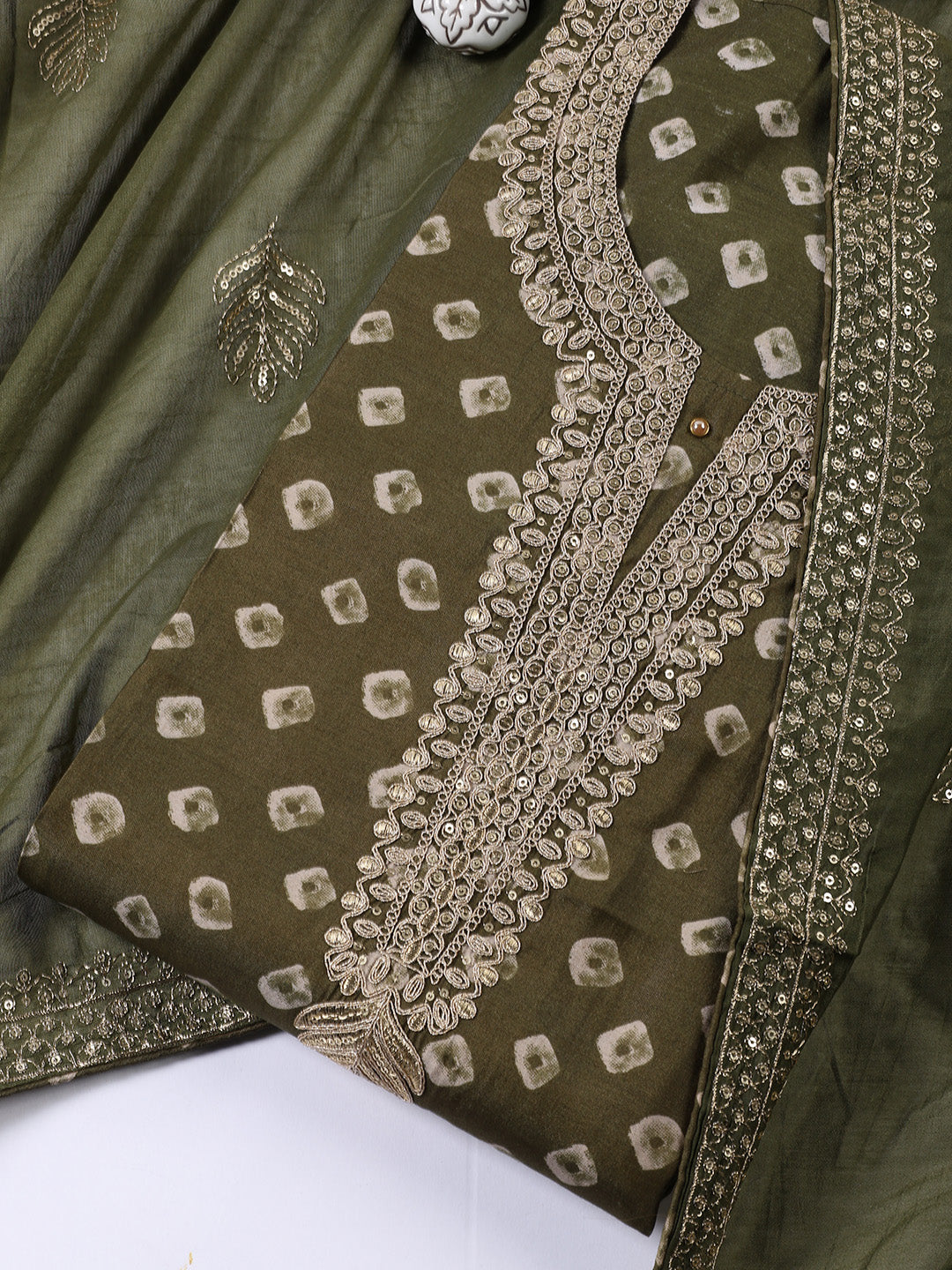 Neck Embroidered Cotton Blend Unstitched Suit With Dupatta