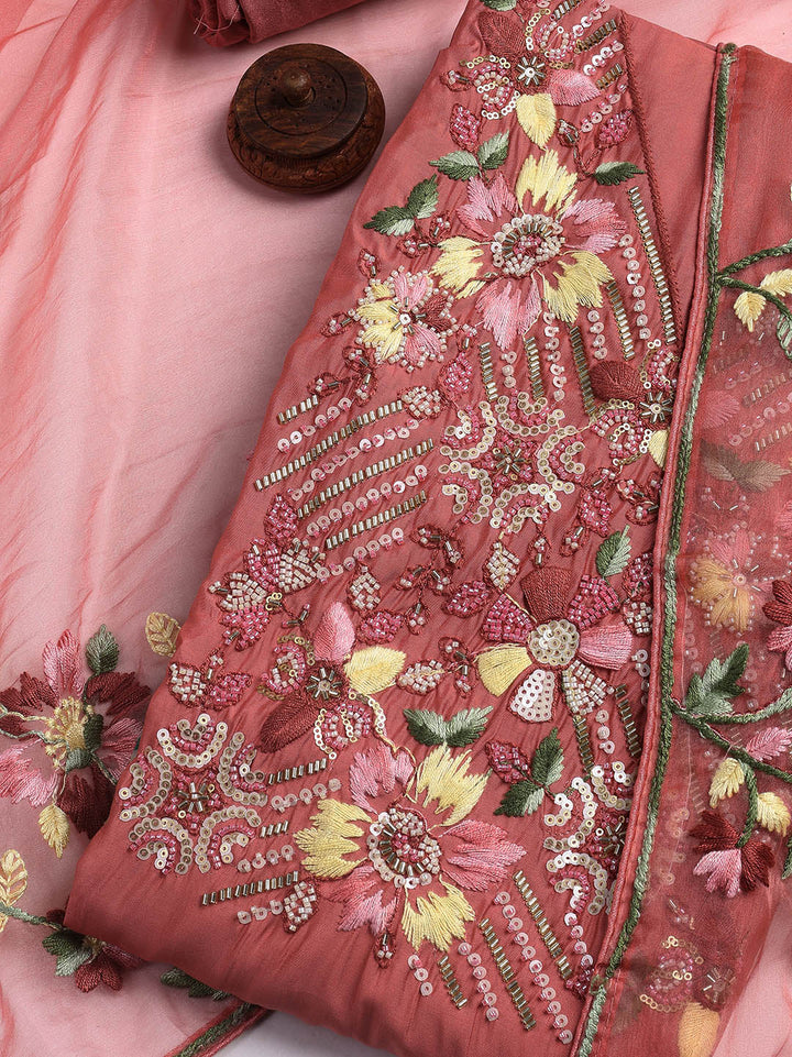 Neck Embroidery Cotton Unstitched Suit With Dupatta