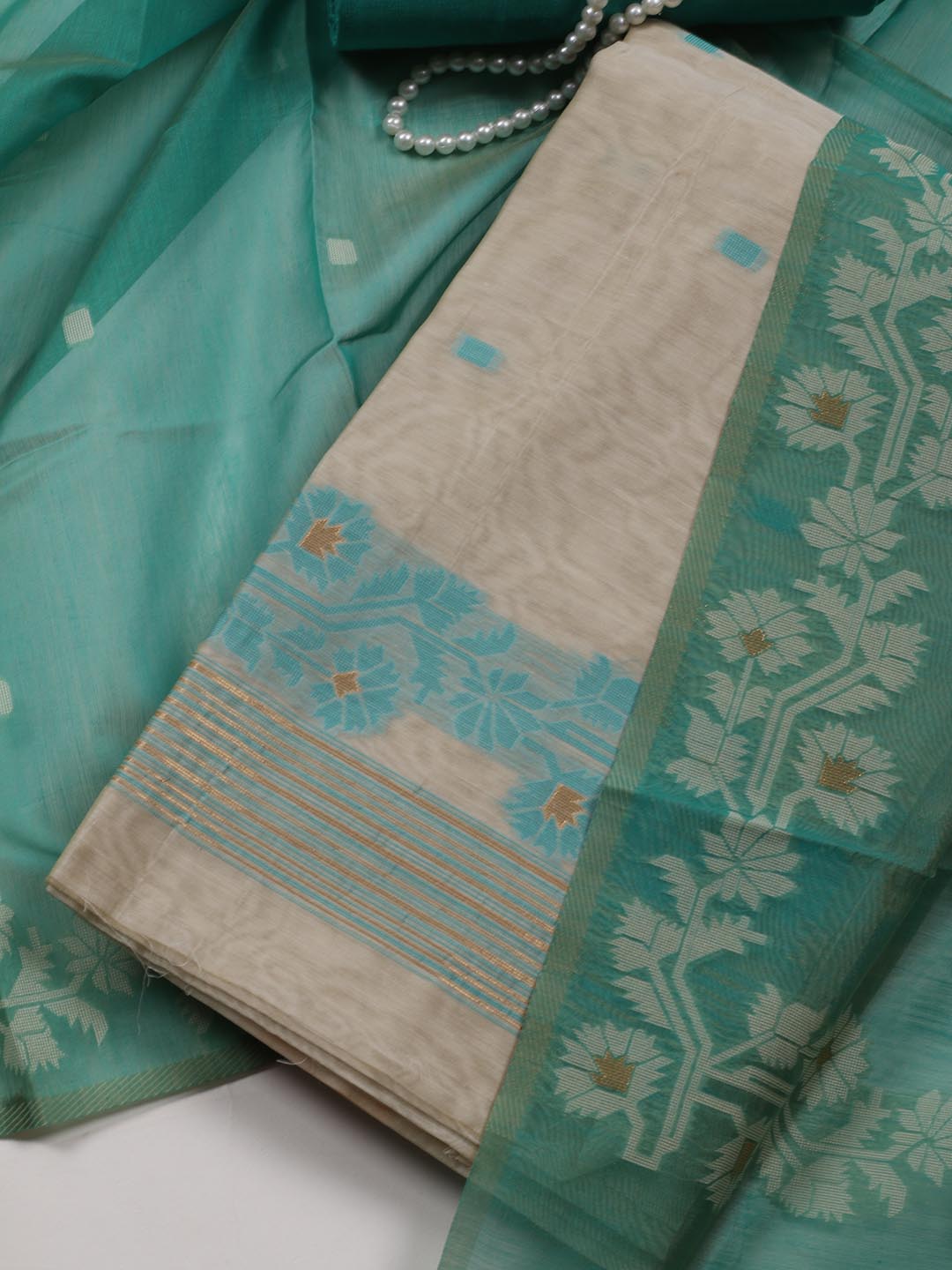 Jamdani Chanderi Unstitched Suit Piece With Dupatta