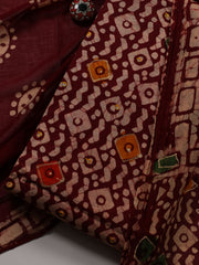 Printed Cotton Blend Unstitched Suit With Dupatta