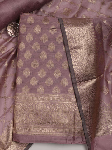 Floral Woven Chanderi Unstitched Suit With Dupatta