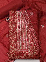 Neck Embroidered Cotton Unstitched Suit Piece With Dupatta