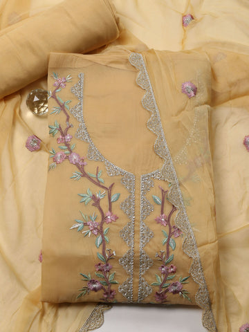 Embroidery Organza Unstitched Suit Material Dupatta