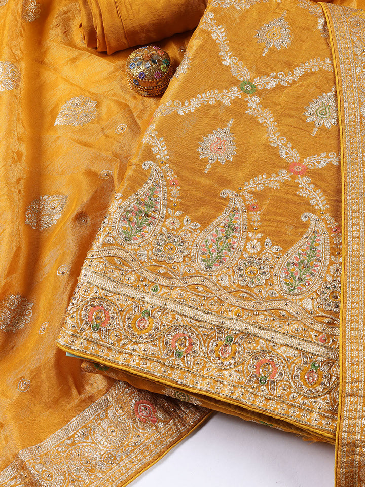 Woven Tissue Unstitched Suit Piece With Dupatta
