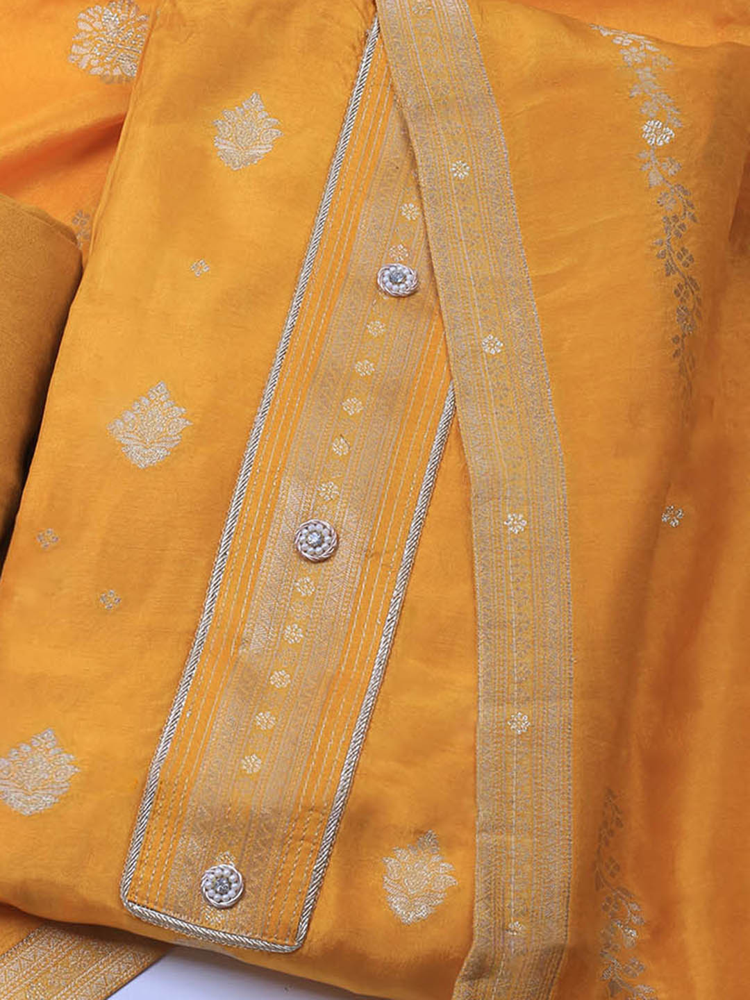Embroidery Chanderi Unstitched Suit With Dupatta