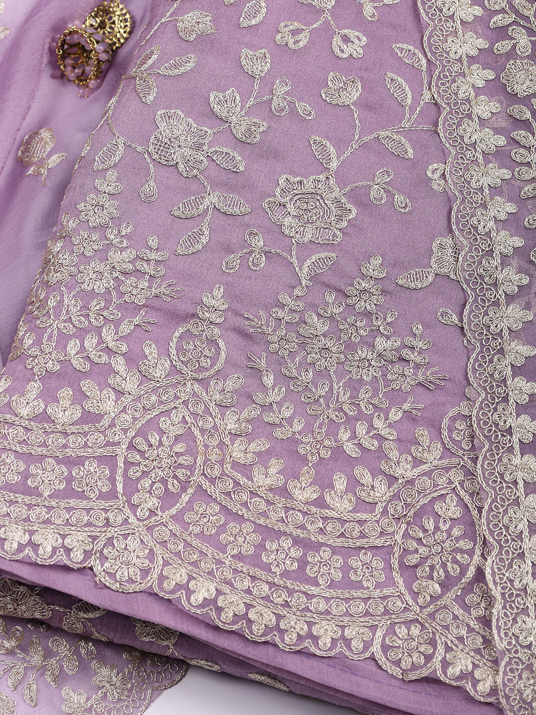 Neck Embroidered Tissue Unstitched Suit With Dupatta