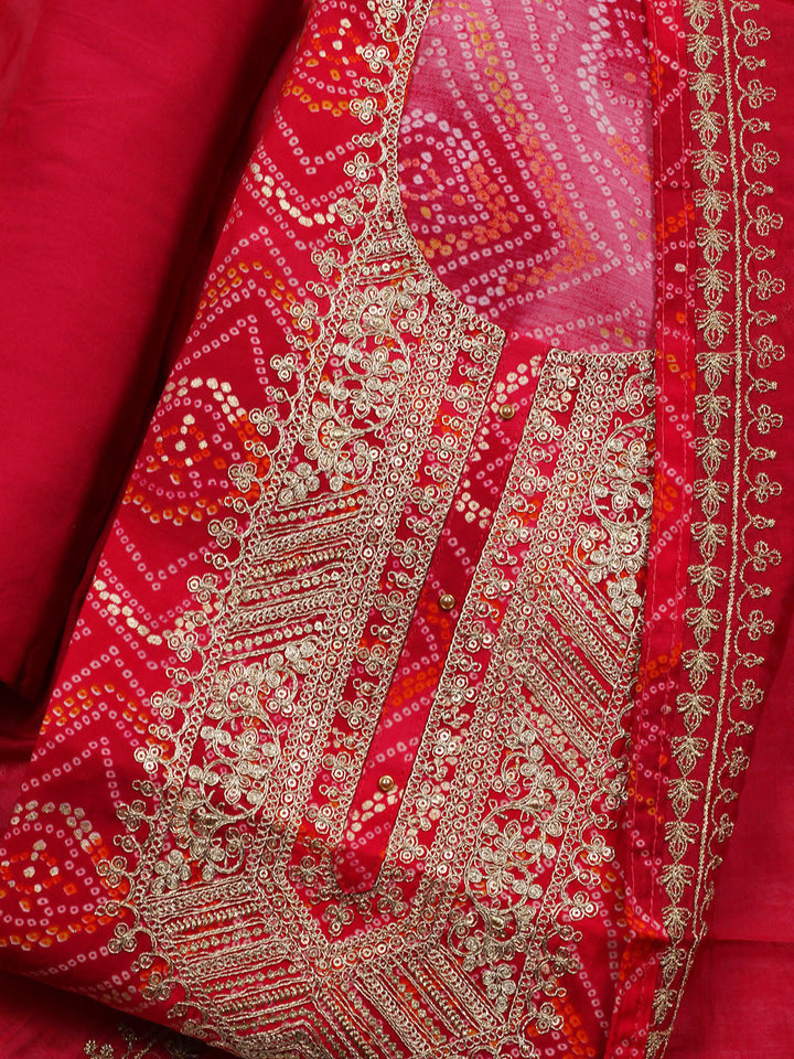 Neck Embroidered Cotton Blend Unstitched Suit With Dupatta