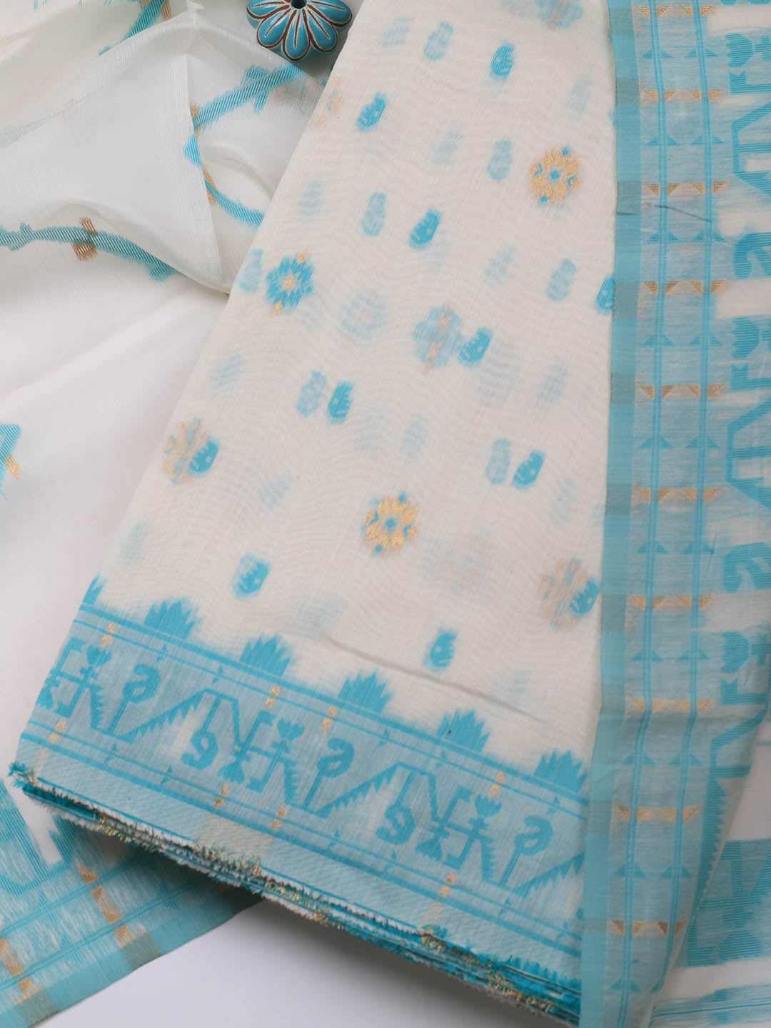 Jamdani Chanderi Unstitched Suit Piece With Dupatta