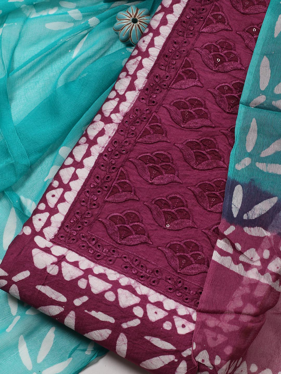 Printed Cotton Blend Unstitched Suit Piece With Dupatta