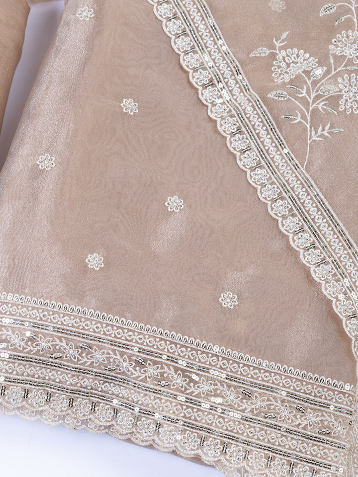 Embroidered Organza Unstitched Suit With Dupatta