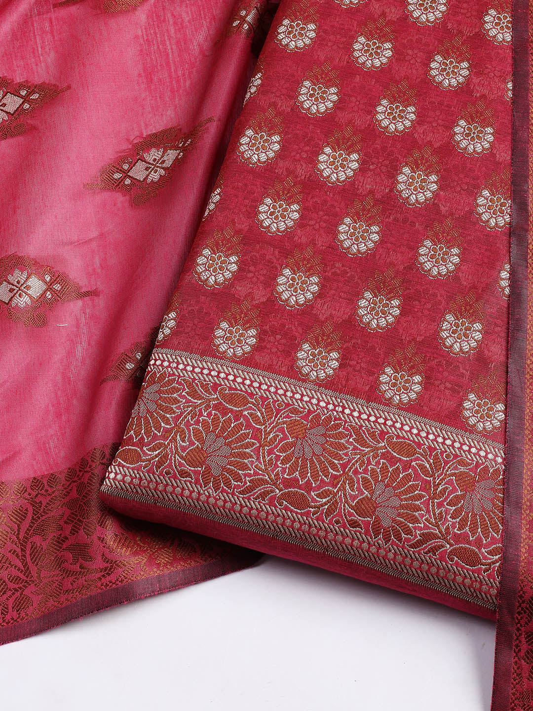 Woven Chanderi Unstitched Suit With Dupatta