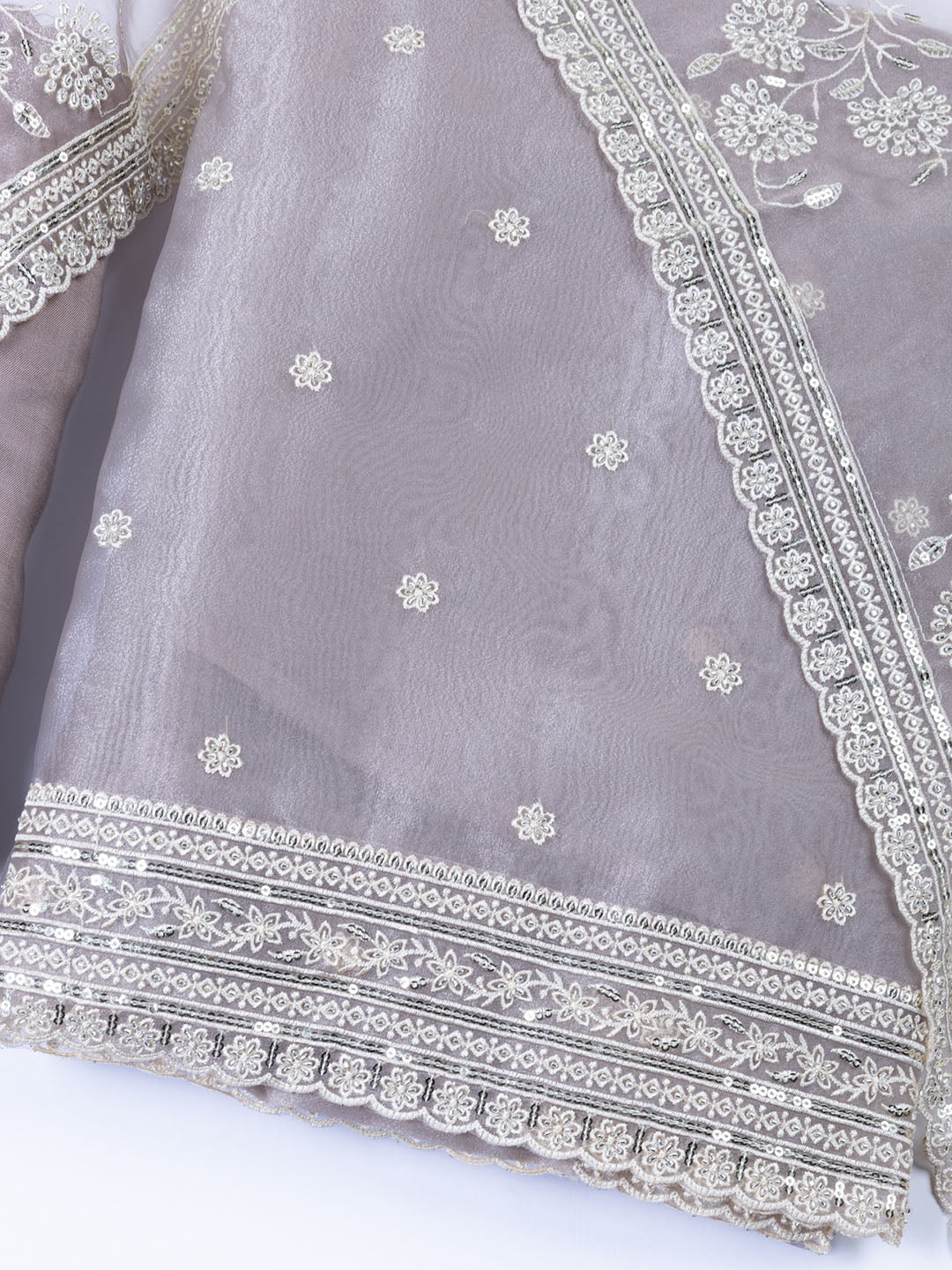 Embroidered Organza Unstitched Suit With Dupatta