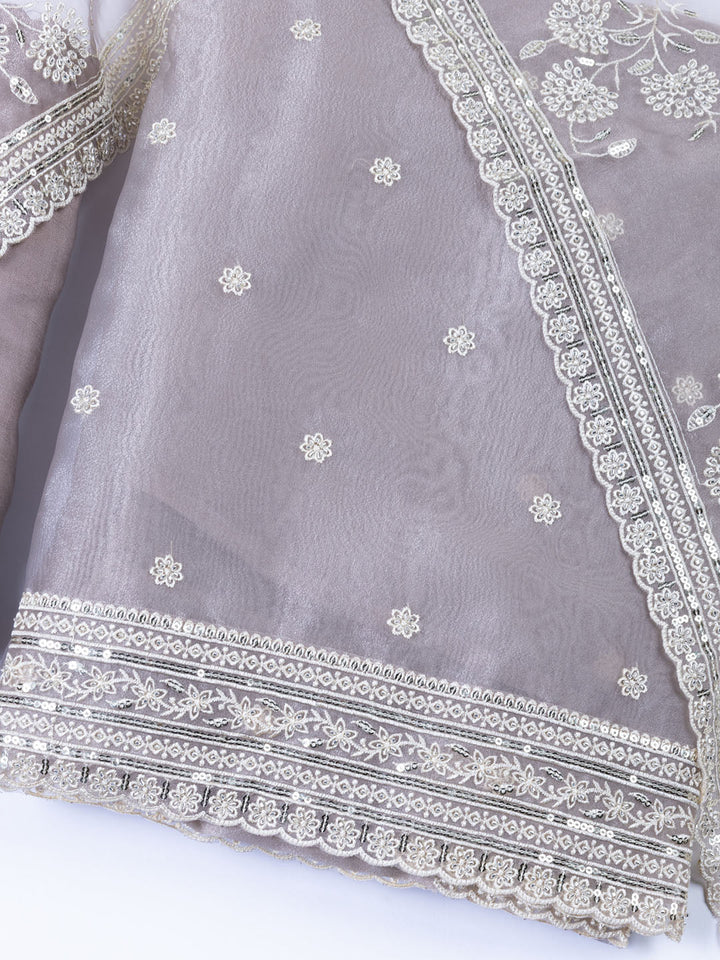 Embroidered Organza Unstitched Suit With Dupatta