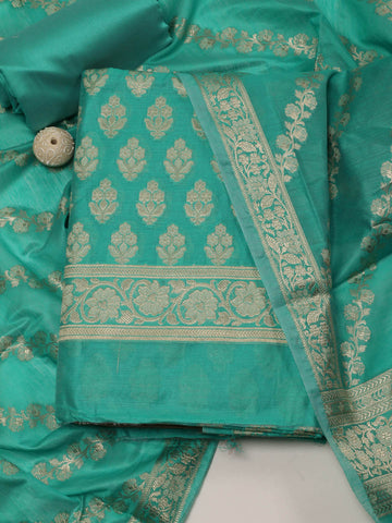 Ethnic Motifs Woven Chanderi Unstitched Suit With Dupatta