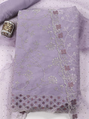 Stone Embroidery Organza Unstitched Suit Piece With Dupatta