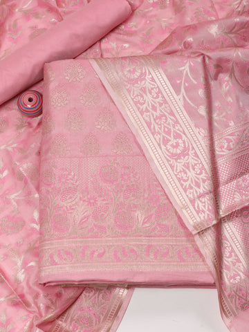 Woven Chanderi Unstitched Suit Piece With Dupatta