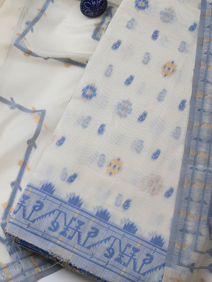 Jamdani Chanderi Unstitched Suit Piece With Dupatta