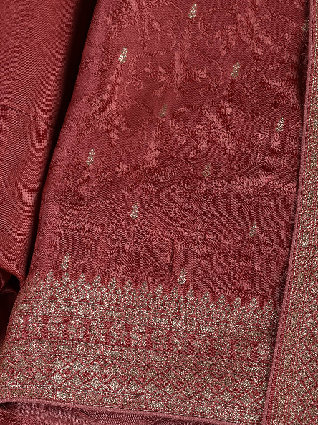 Embroidery Chanderi Unstitched Suit With Dupatta