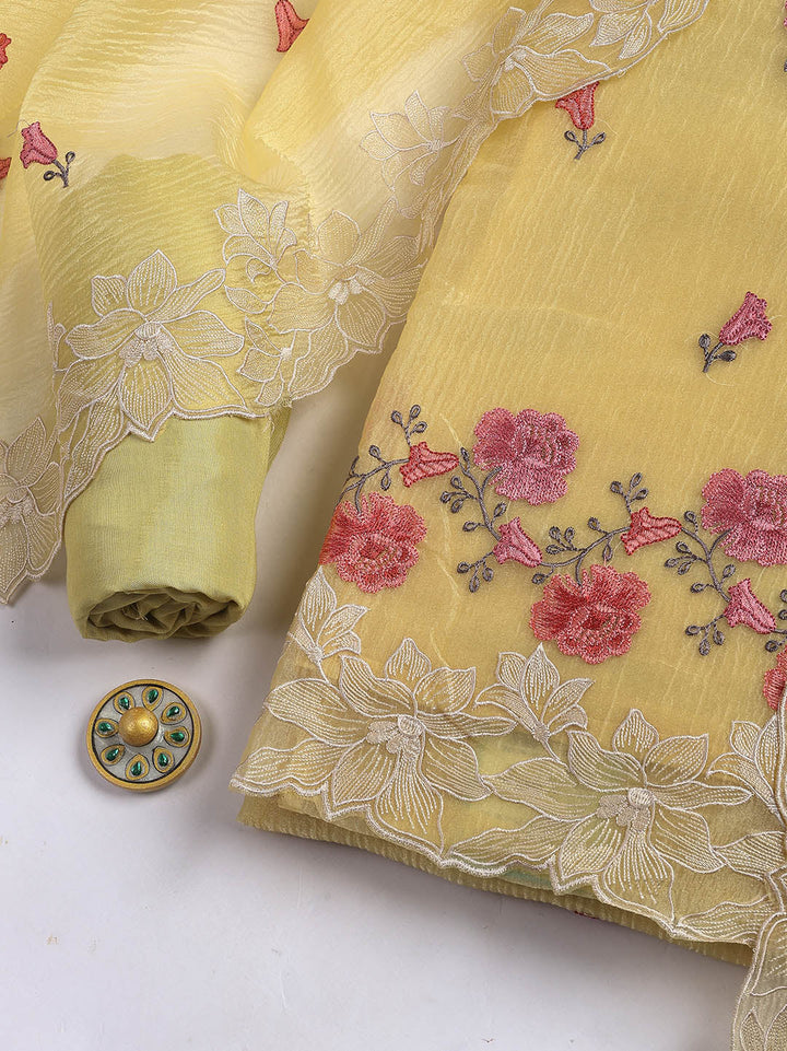 Embroidery Tissue Unstitched Suit With Dupatta