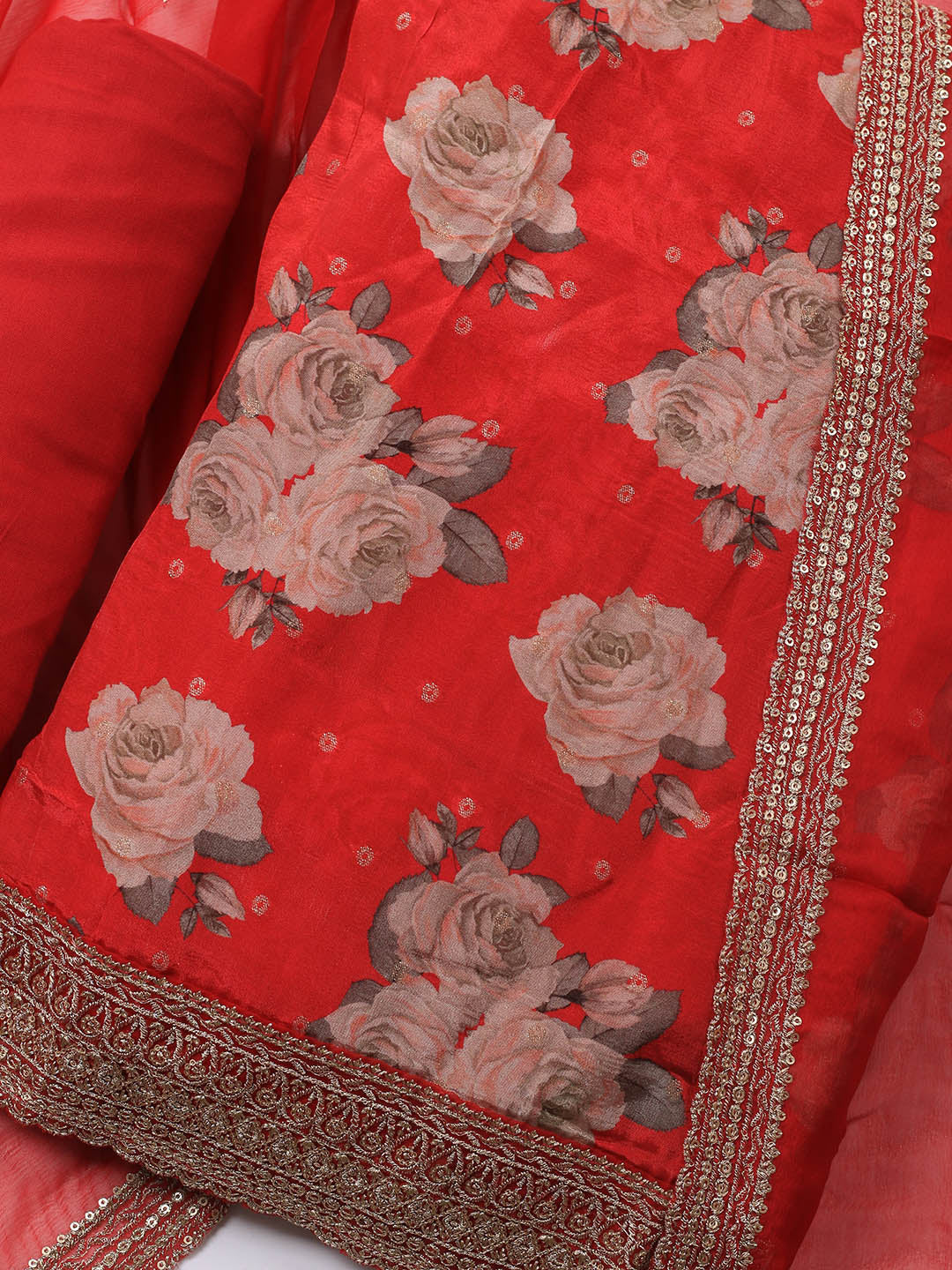 Printed Crepe Unstitched Suit With Dupatta