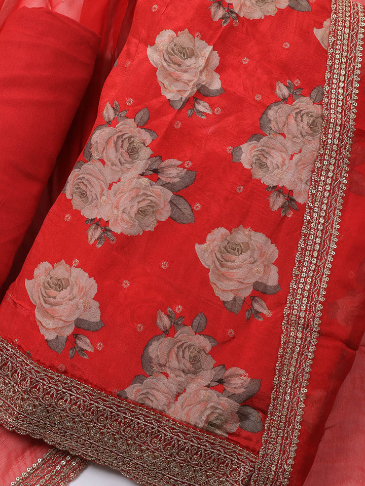 Printed Crepe Unstitched Suit With Dupatta