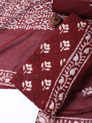 Printed Cotton Blend Unstitched Suit With Dupatta