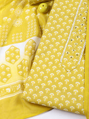 Neck Patti Cotton Blend Unstitched Suit With Dupatta