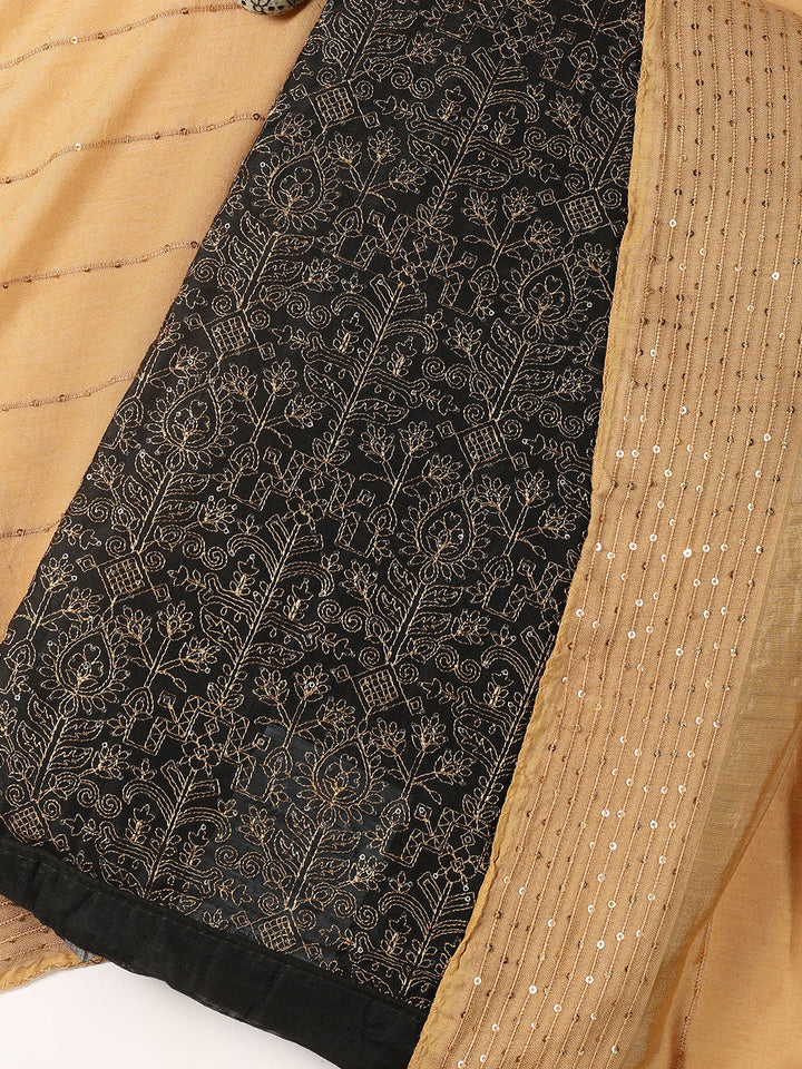 Embroidery Chanderi Unstitched Suit With Dupatta