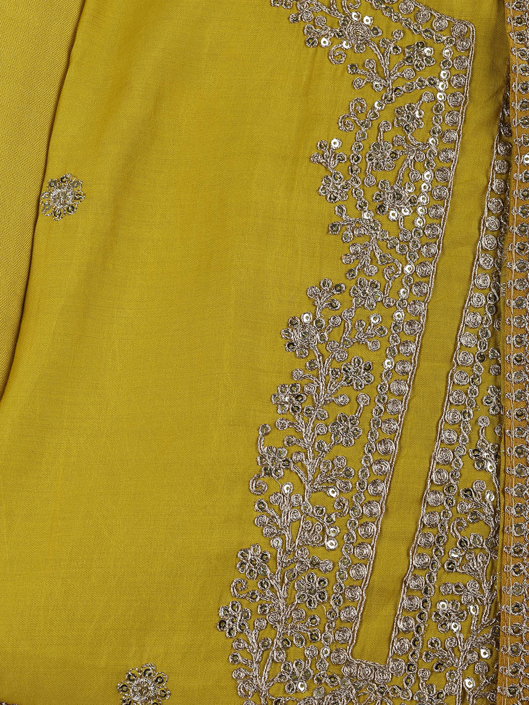 Neck Embroidery Chanderi Unstitched Suit With Dupatta