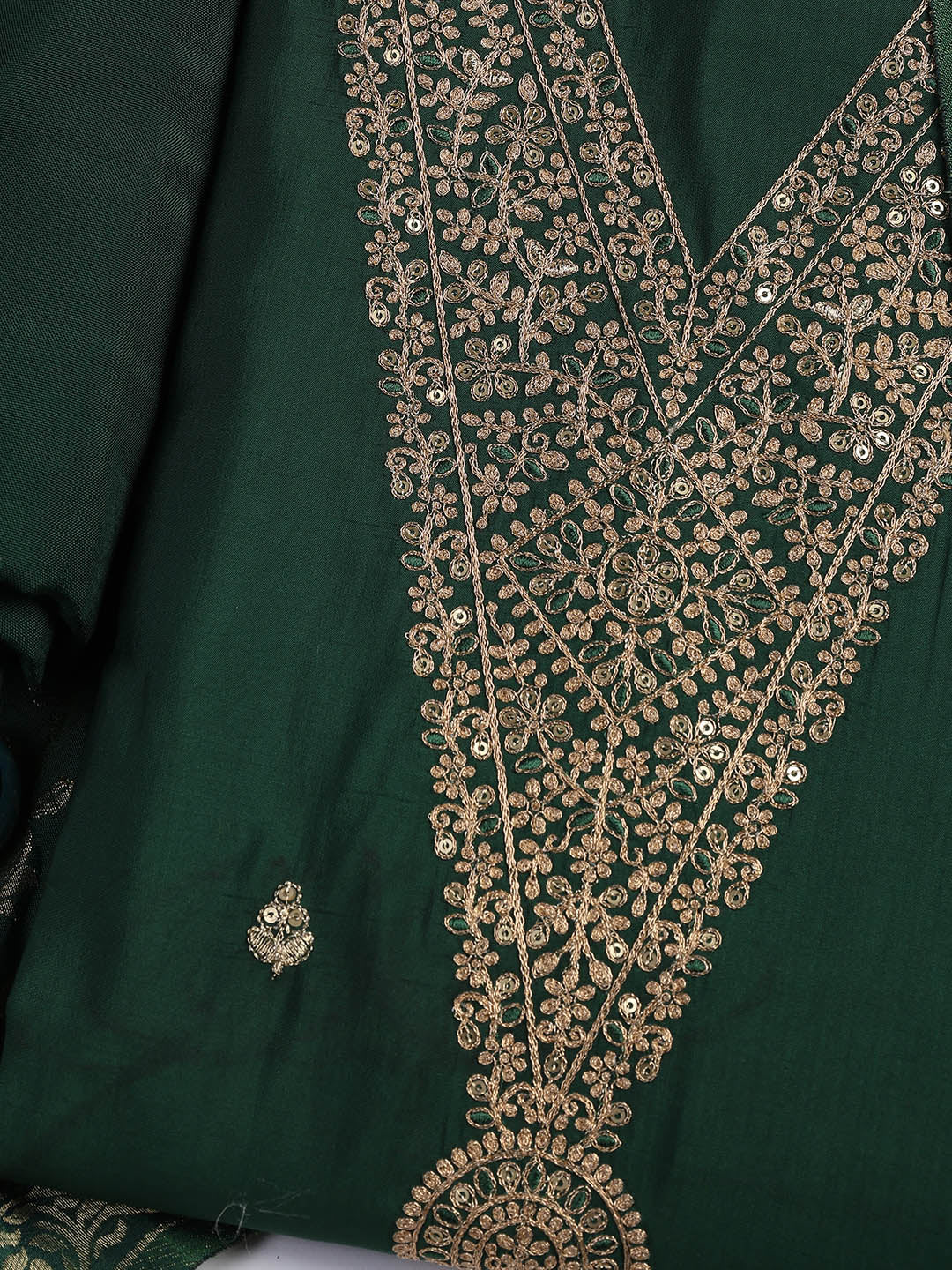 Embroidered Chanderi Unstitched Suit Piece With Dupatta