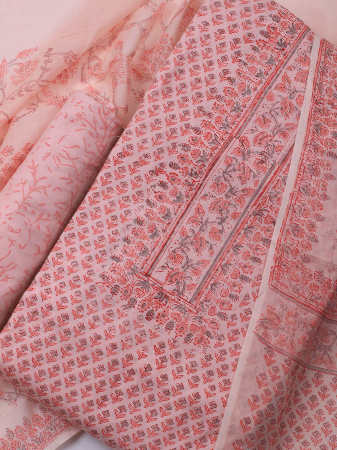 Printed Cotton Blend Unstitched Suit Piece With Dupatta