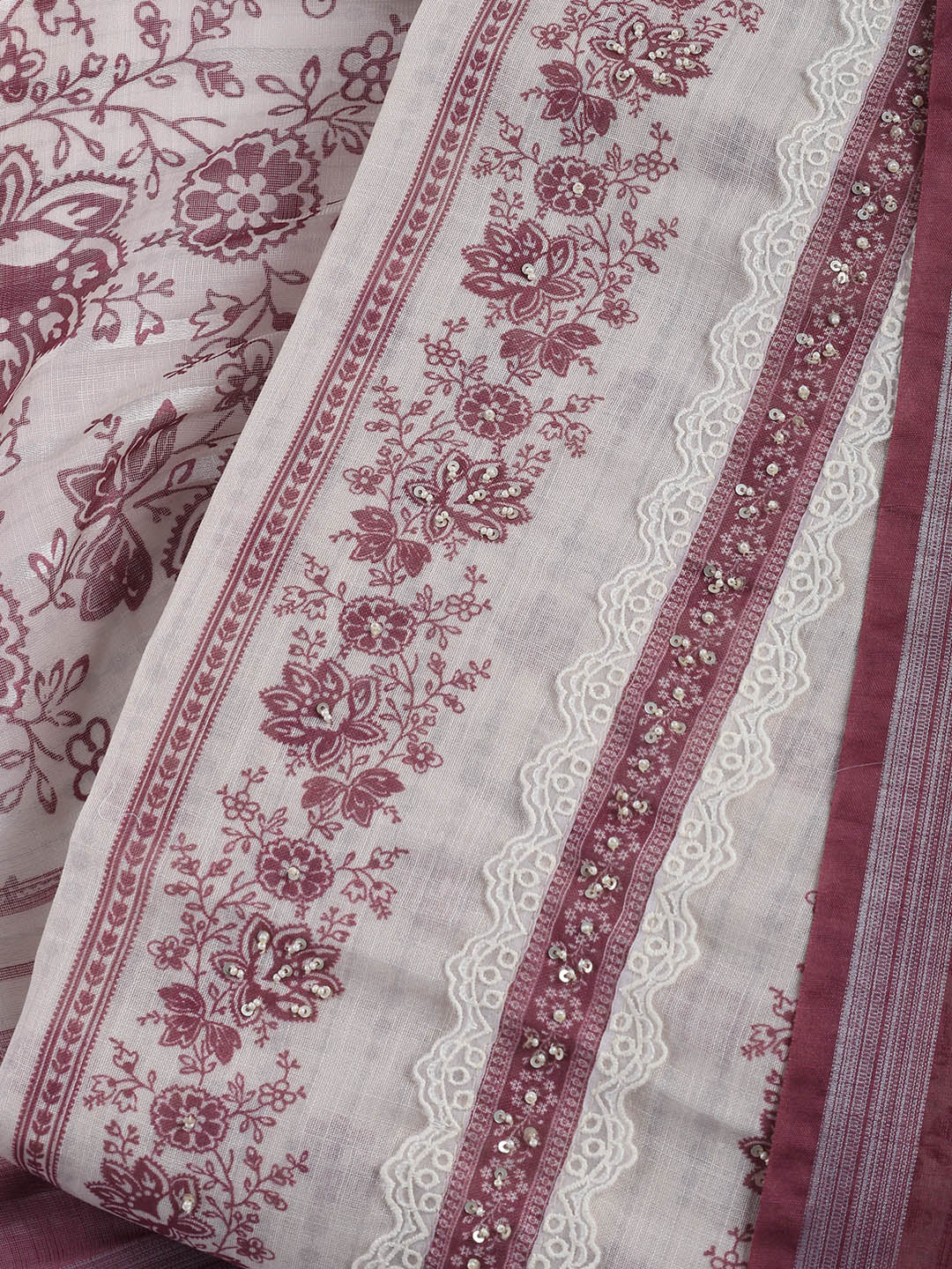 Printed Linen Unstitched Suit Piece With Dupatta