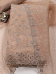 Stone Embroidery Organza Unstitched Suit Piece With Dupatta