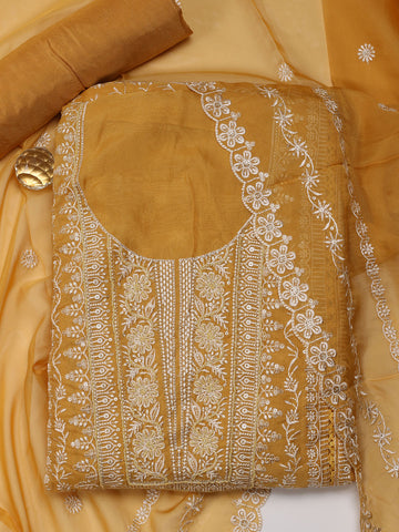 All Over Embroidered Organza Unstitched Suit With Dupatta