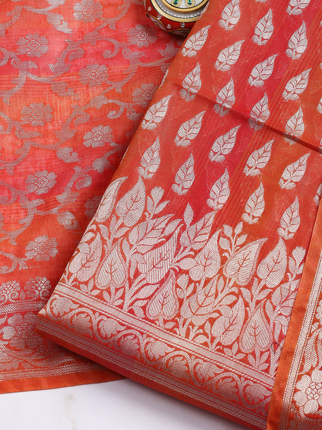 Woven Chanderi Unstitched Suit With Dupatta