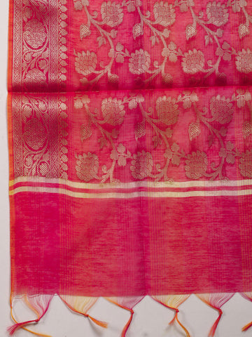 Woven Chanderi Unstitched Suit Piece With Dupatta