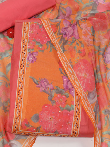 Floral Printed Cotton Unstitched Suit Dupatta