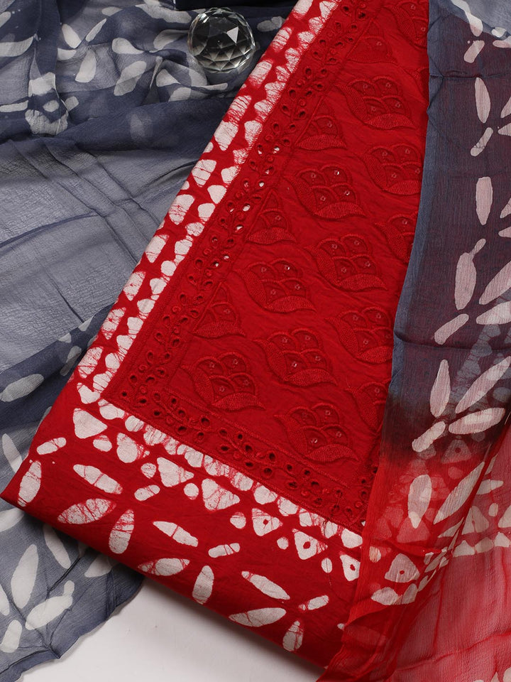 Printed Cotton Blend Unstitched Suit Piece With Dupatta