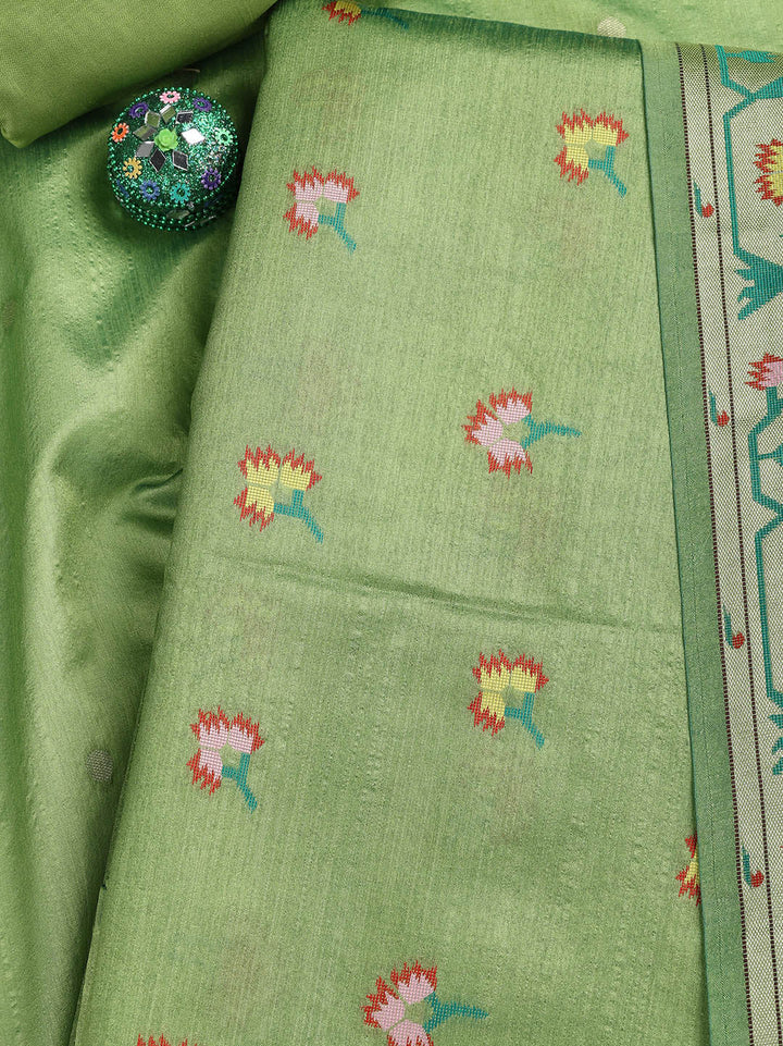 Woven Chanderi Unstitched Suit Piece With Dupatta