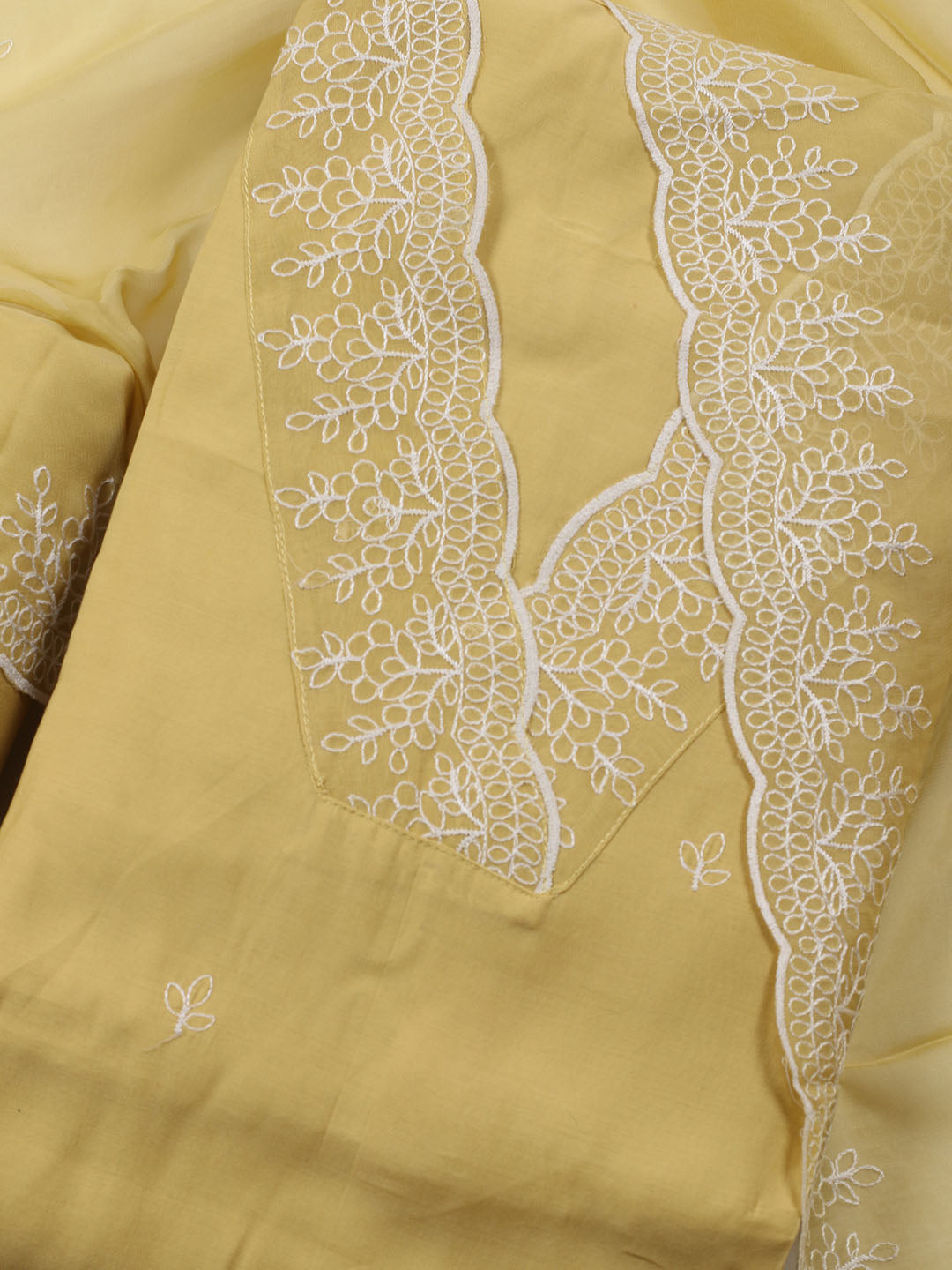 Neck Work Chanderi Unstitched Suit Piece With Dupatta